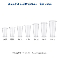 96mm PET Cold Drink Cups (9oz–24oz)