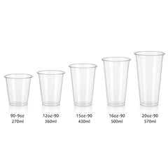 90mm PET Cold Drink Cups — Standard Tapered (9oz–20oz)