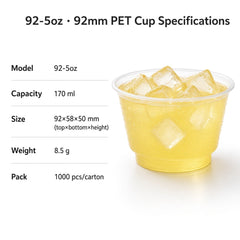 92mm PET Cold Drink Cup — 92-5oz (170 ml)