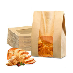 30 pack Bread Bags for Homemade Bread, Sourdough Paper Bags With Window, 50% Thicker 13.7x8.2x3.7in A Large Bakery Bag Used for Storage Bakery Cookies & Snacks