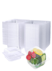 50 Pack Clear Plastic Square Hinged Food Container, Plastic To Go Containers with Clear Lids,Cake Slice Containers Clamshell Takeout Tray for Pastry,Salad,Dessert