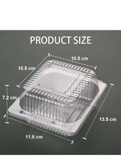 50 Pack Clear Plastic Square Hinged Food Container, Plastic To Go Containers with Clear Lids,Cake Slice Containers Clamshell Takeout Tray for Pastry,Salad,Dessert