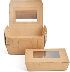 25 pack 15CM*21CM*6CM Kraft Lunch Box With Window Food Container Made With Craft Paper For Meals & Dessert, Food Container, Disposable, Eco-friendly, Cardboard,Paperbox Restaurants - Pack Of 25, Brown