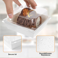 50 Pack Charcuterie Boxes with Clear Lids, 3 Inches White Oil-Proof Kraft Paper Food Containers Bakery Boxes for Sandwich, Cookies, Hot Cocoa, Cupcakes and Strawberries