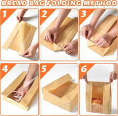 30 pack Bread Bags for Homemade Bread, Sourdough Paper Bags With Window, 50% Thicker 13.7x8.2x3.7in A Large Bakery Bag Used for Storage Bakery Cookies & Snacks