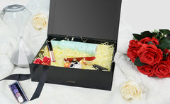 Gold Gift Box Empty 22x16x8.8 cm Cardboard,Empty Large Gift Box for Women Surprise,Gift Card Boxes with Ribbons Foldable for Christmas Valentines Wedding