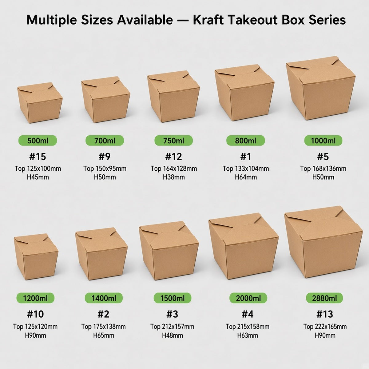 Kraft Paper Takeout Box Series (#1–#15)