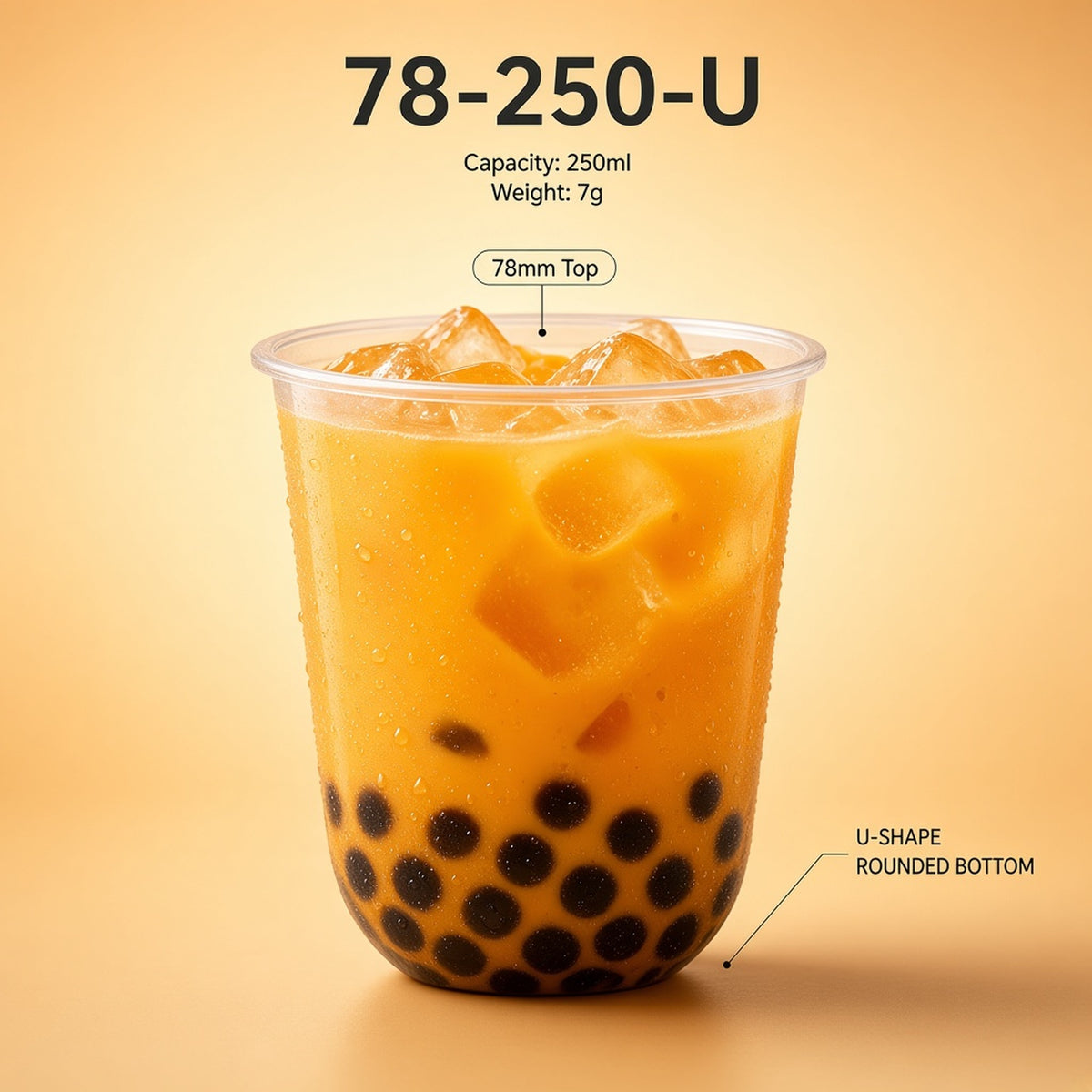 78mm U-Shape PET Cup — 78-250-U (270 ml)