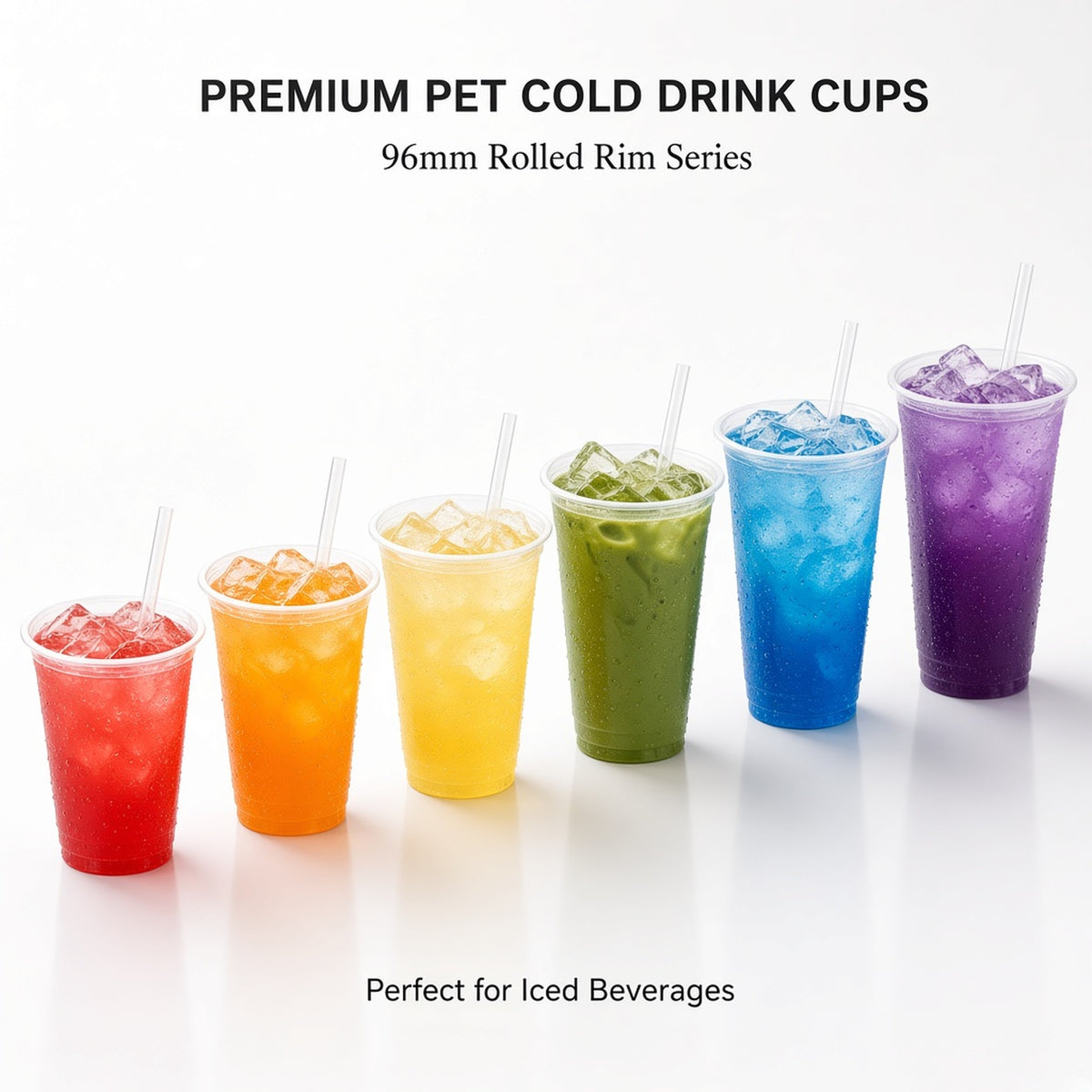 96mm PET Cold Drink Cups (9oz–24oz)