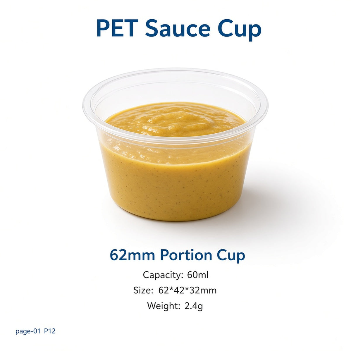 62mm PET Sauce & Tasting Cups (1.5oz–3oz)