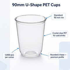 90mm U-Shape PET Cold Cups (90-300-U to 90-500-U)