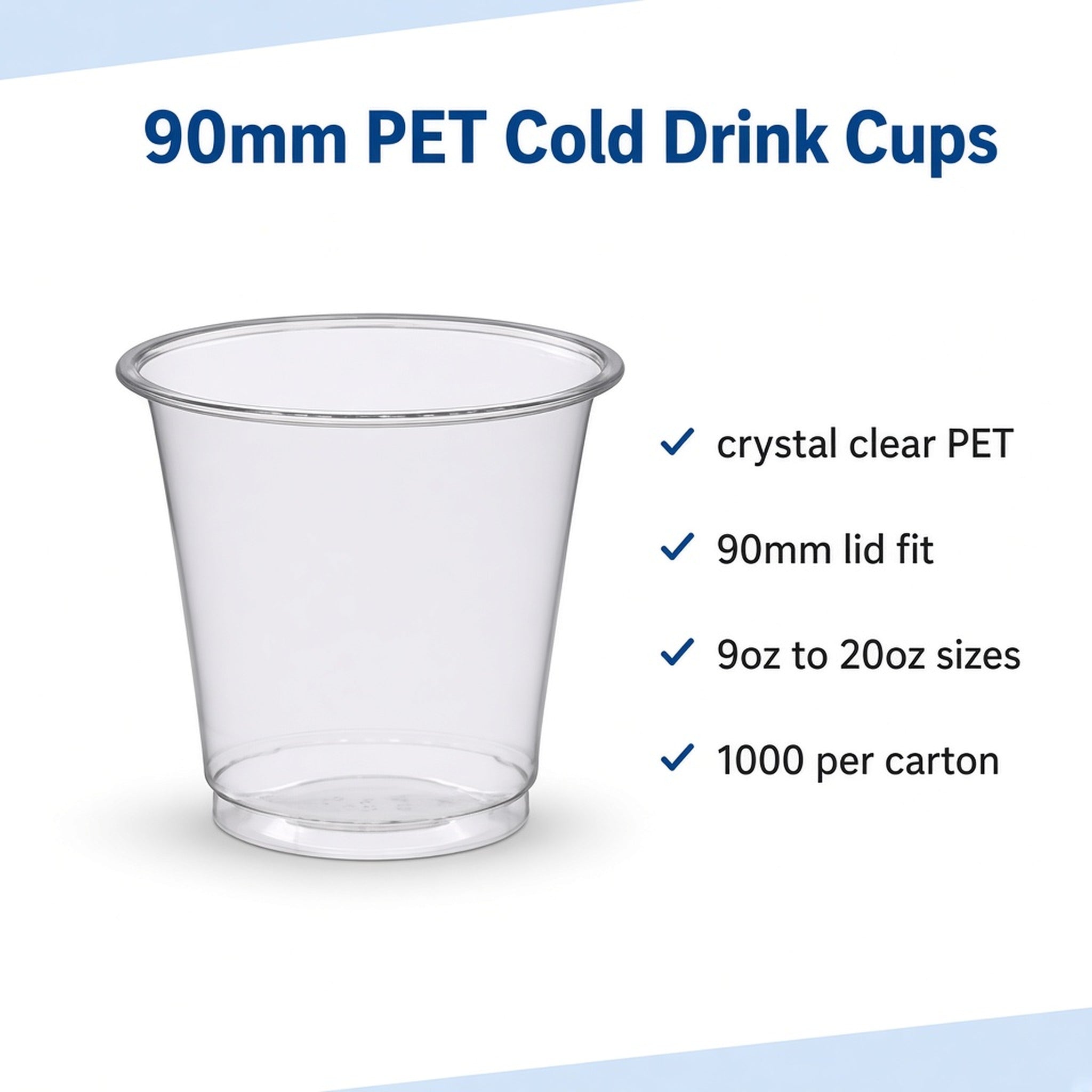 90mm PET Cold Drink Cups — Standard Tapered (9oz–20oz)