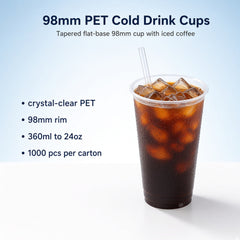 98mm PET Cold Drink Cups (360ml–24oz)