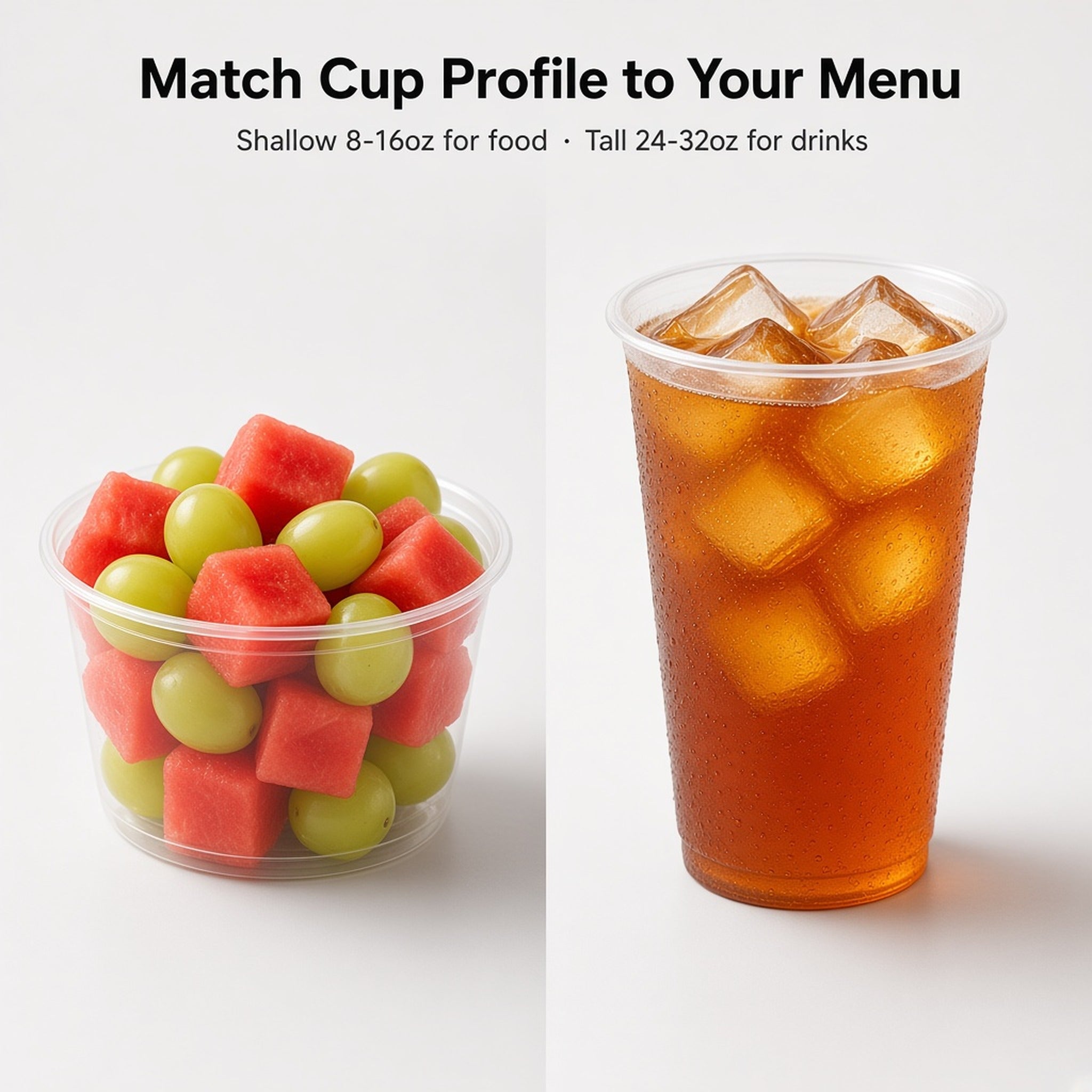117mm PET Cups — Wide Parfait & Large Drink Sizes (8oz–32oz)