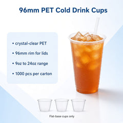 96mm PET Cold Drink Cups (9oz–24oz)