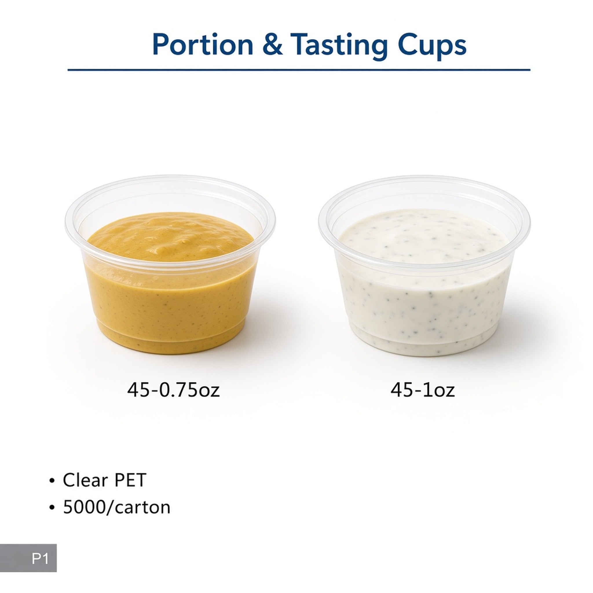 45mm PET Sauce & Tasting Cups (0.75oz–1oz)