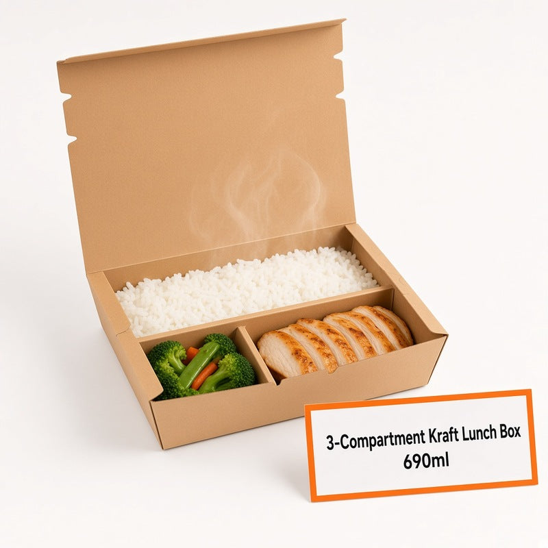 Kraft Multi-Compartment Lunch Box — 3-Comp & 4-Comp