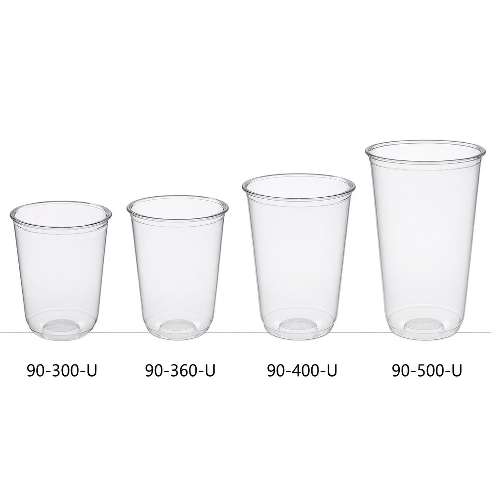 90mm U-Shape PET Cold Cups (90-300-U to 90-500-U)