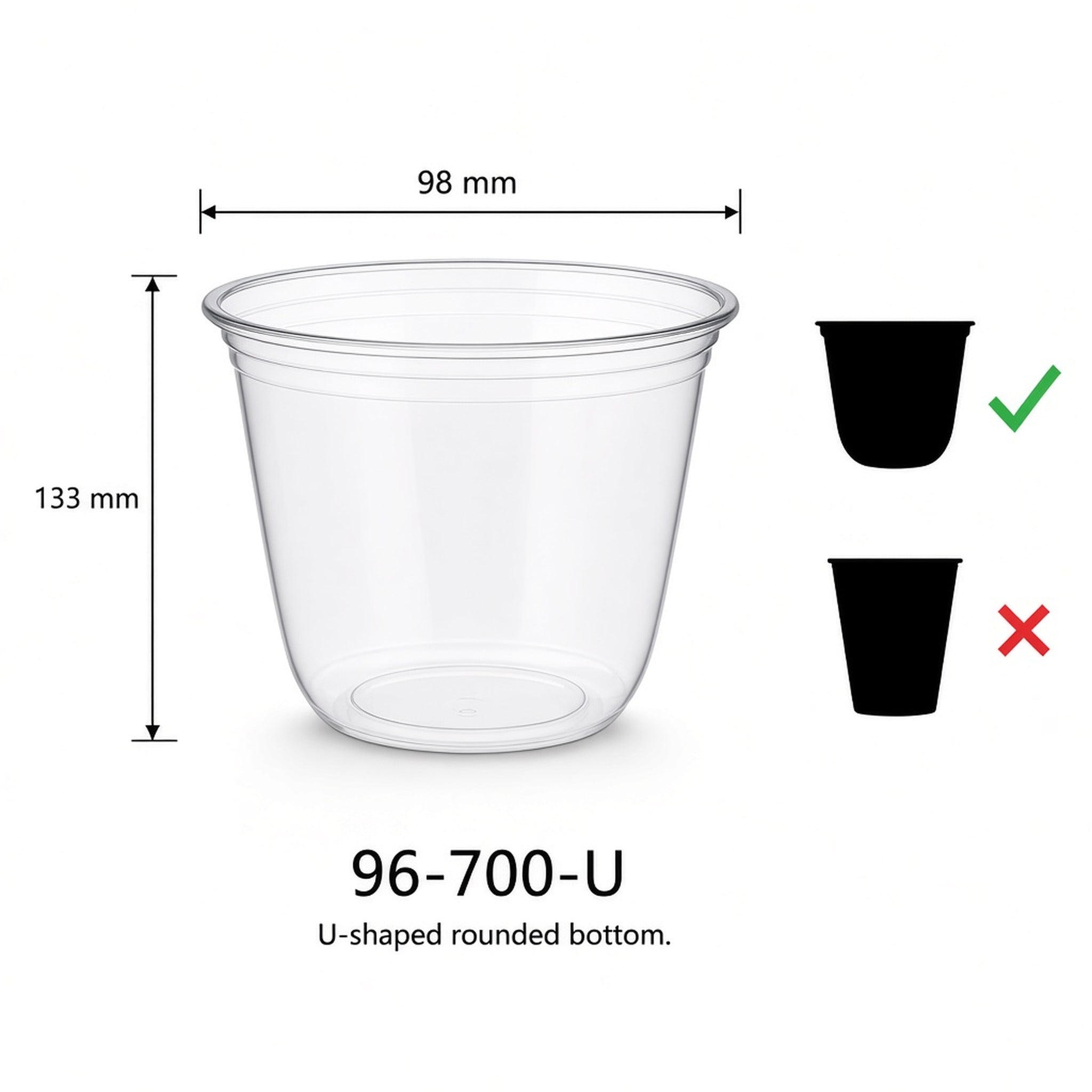 98mm U-Shape PET Cold Cup — 98-700-U (700 ml)