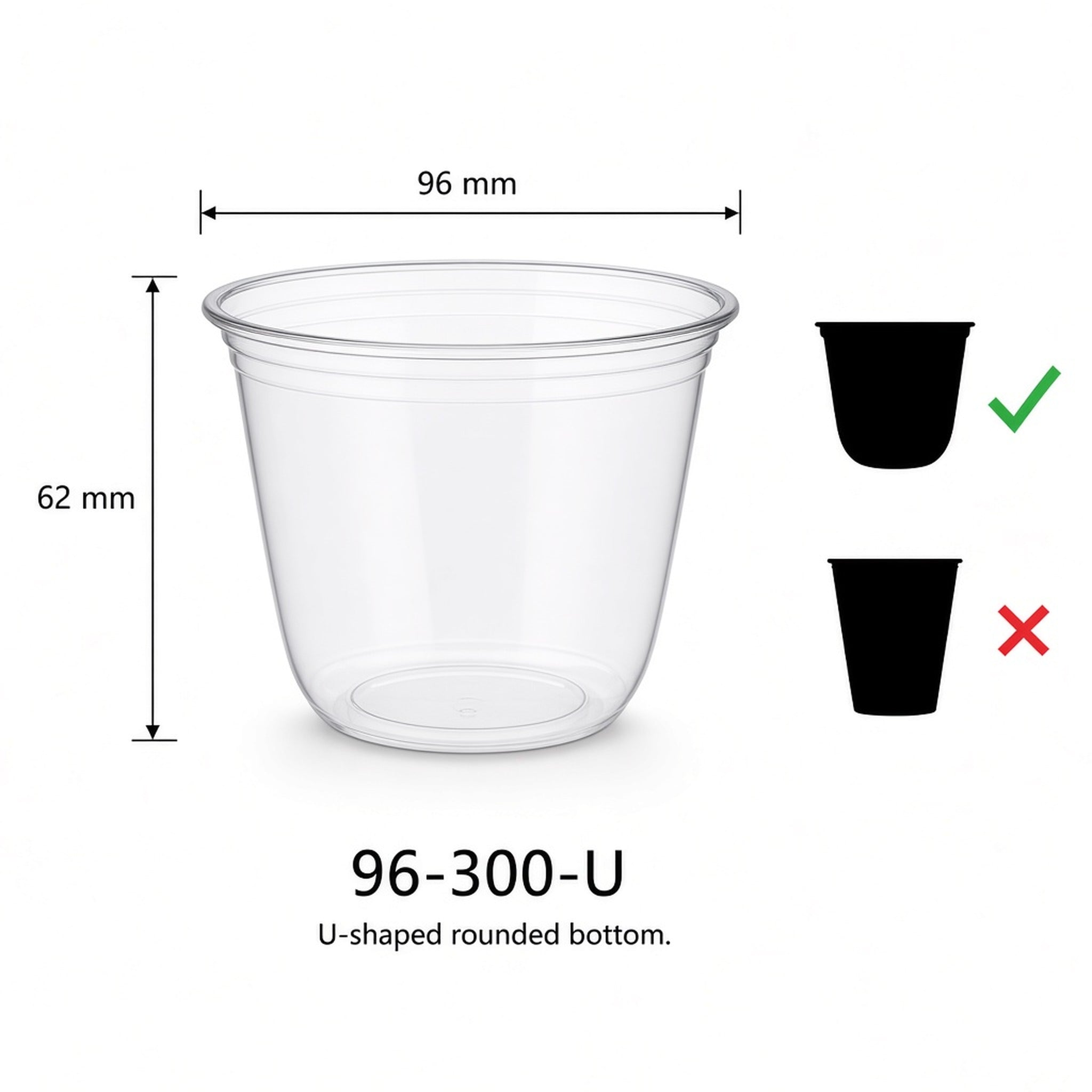 96mm U-Shape PET Cold Cup — 96-300-U (300 ml)