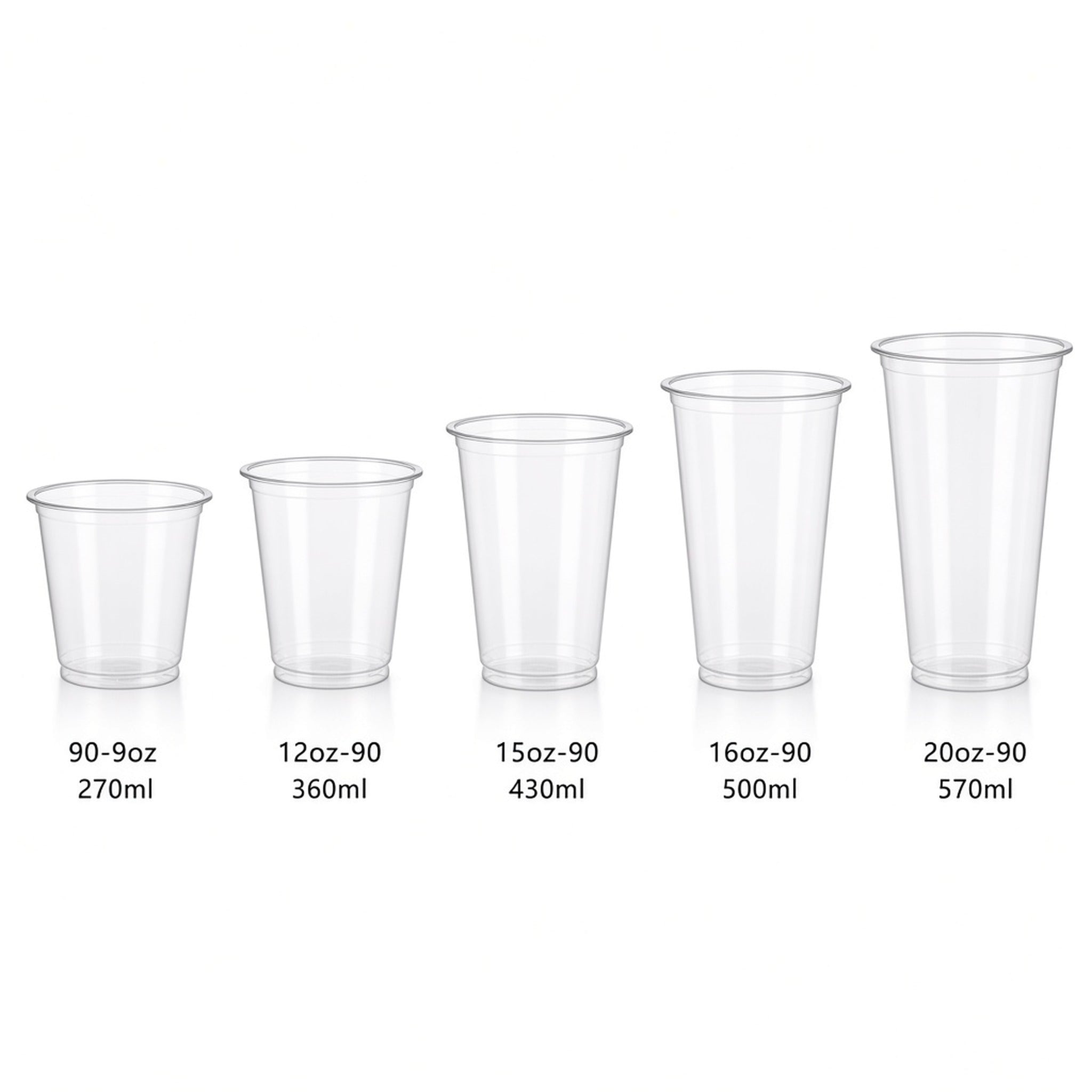 90mm PET Cold Drink Cups — Standard Tapered (9oz–20oz)