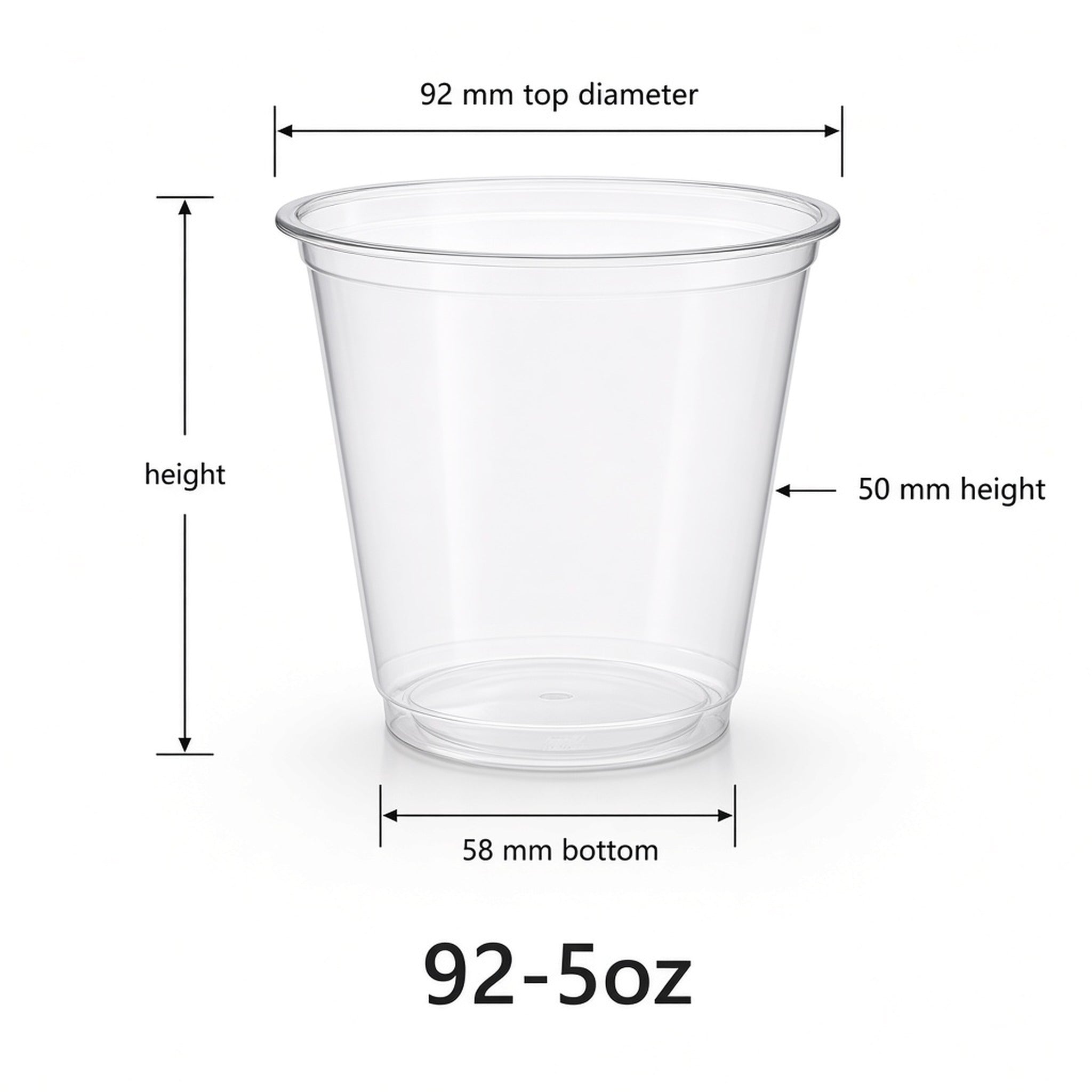 92mm PET Cold Drink Cup — 92-5oz (170 ml)
