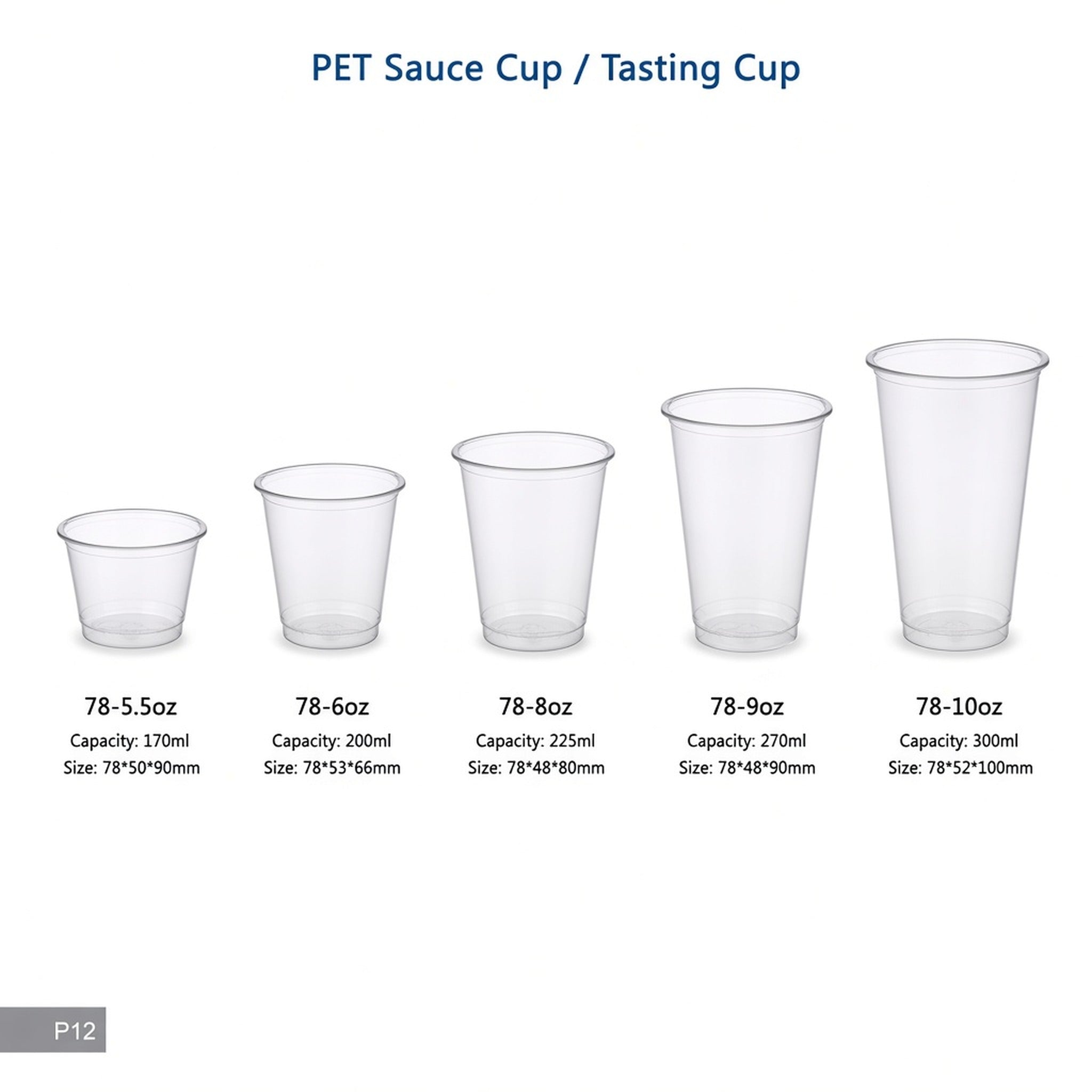 78mm PET Cold Drink Cups (5.5oz–10oz)
