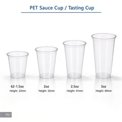 62mm PET Sauce & Tasting Cups (1.5oz–3oz)