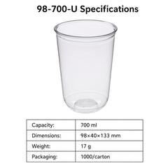 98mm U-Shape PET Cold Cup — 98-700-U (700 ml)