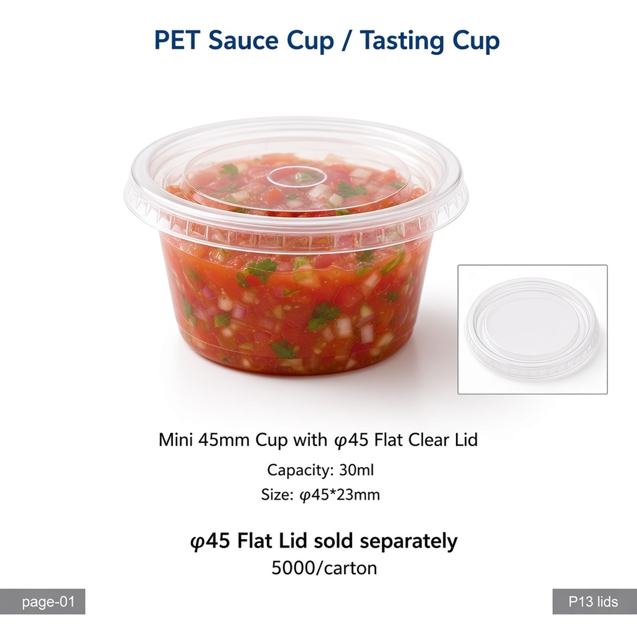 45mm PET Sauce & Tasting Cups (0.75oz–1oz)
