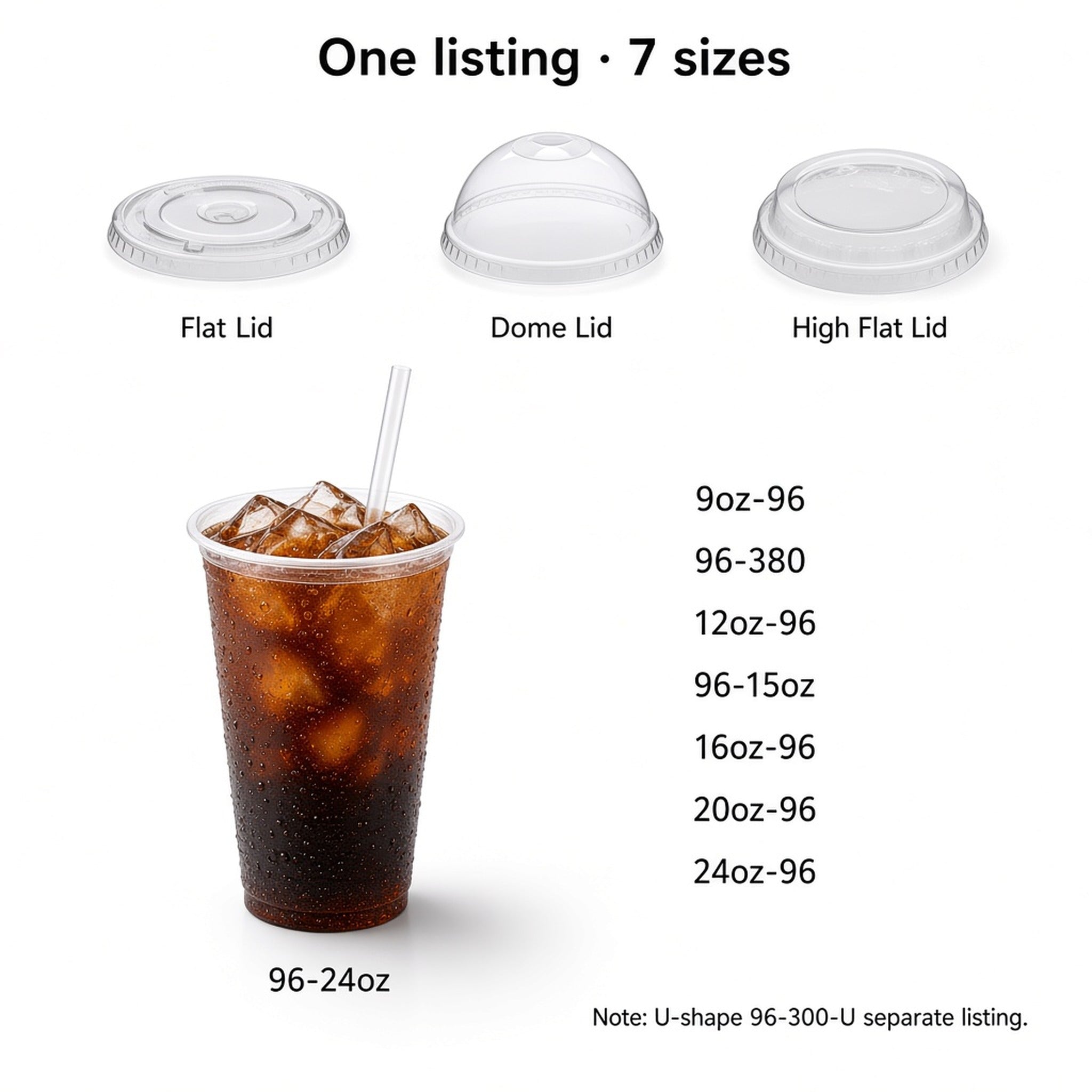 96mm PET Cold Drink Cups (9oz–24oz)