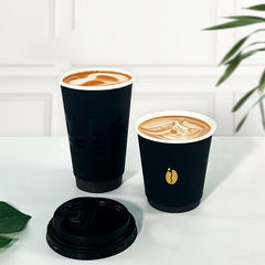 Custom print black paper cups with lids