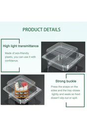 50 Pack Clear Plastic Square Hinged Food Container, Plastic To Go Containers with Clear Lids,Cake Slice Containers Clamshell Takeout Tray for Pastry,Salad,Dessert