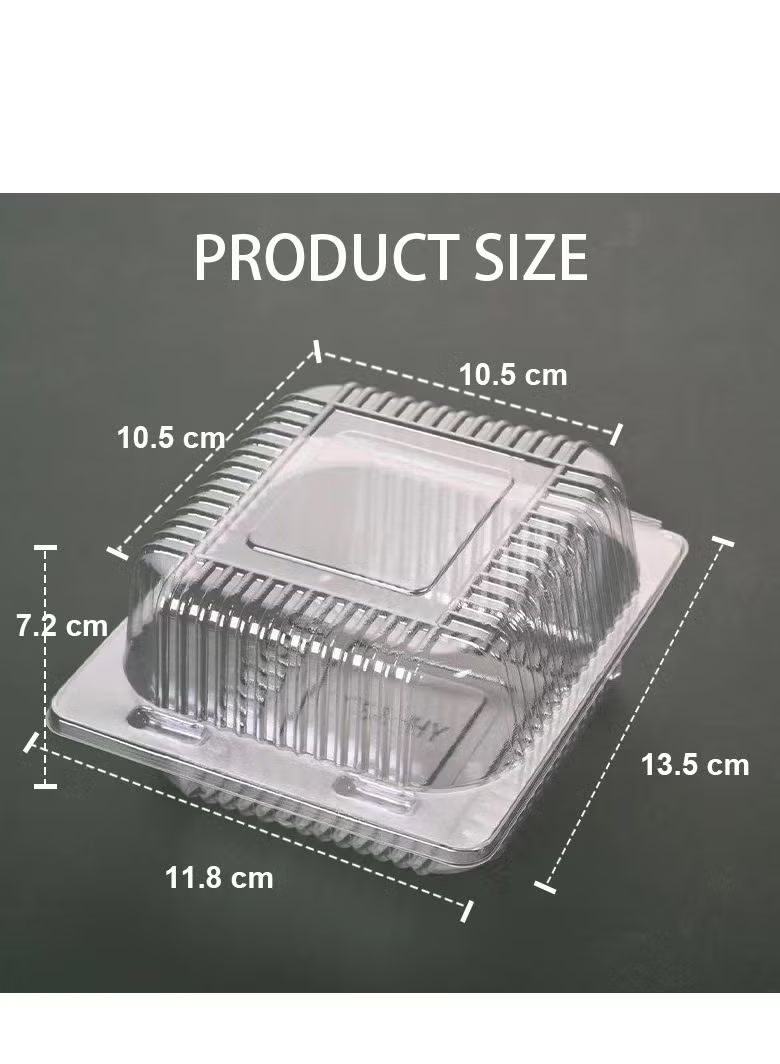 50 Pack Clear Plastic Square Hinged Food Container, Plastic To Go Containers with Clear Lids,Cake Slice Containers Clamshell Takeout Tray for Pastry,Salad,Dessert