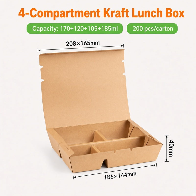 Kraft Multi-Compartment Lunch Box — 3-Comp & 4-Comp