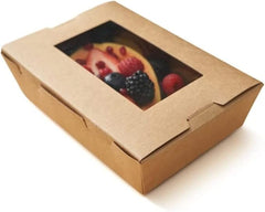 25 pack 15CM*21CM*6CM Kraft Lunch Box With Window Food Container Made With Craft Paper For Meals & Dessert, Food Container, Disposable, Eco-friendly, Cardboard,Paperbox Restaurants - Pack Of 25, Brown