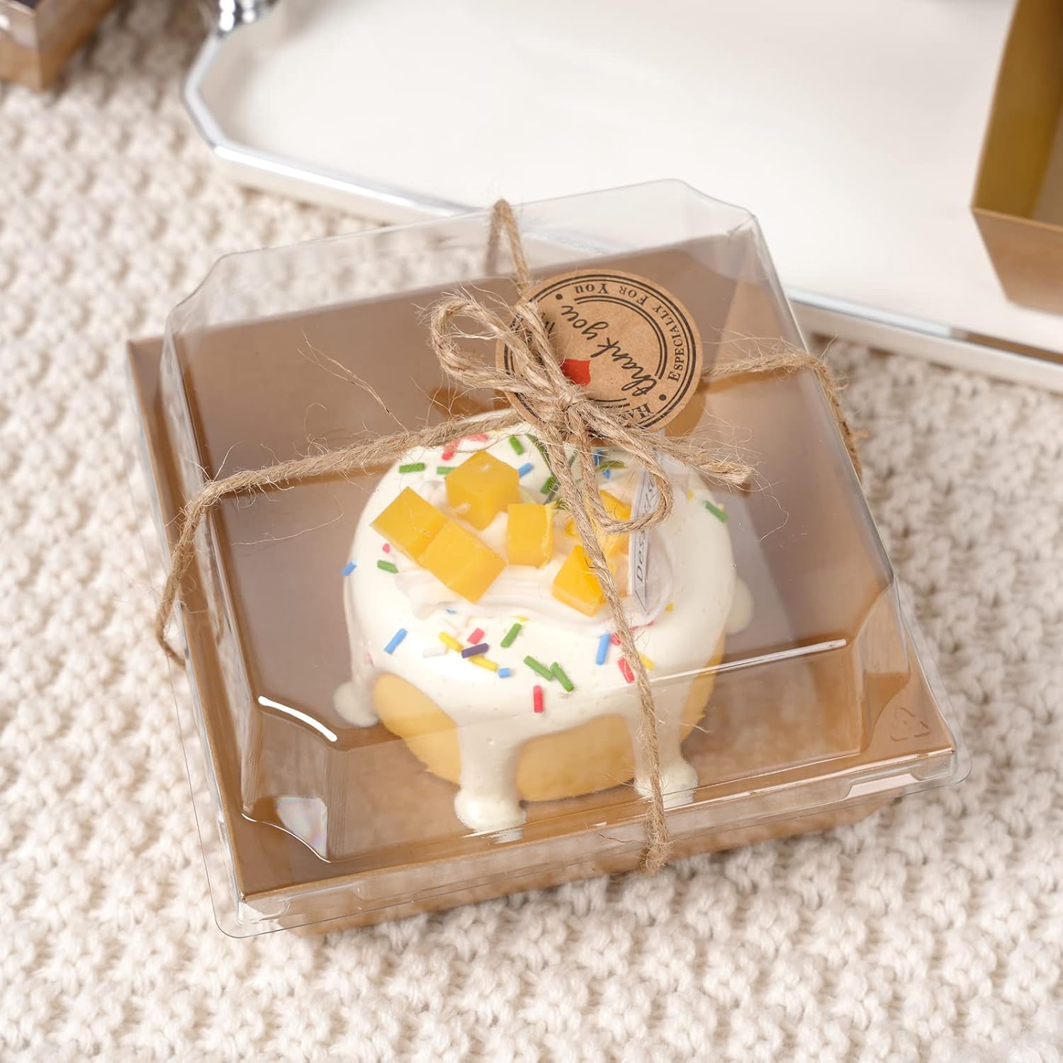 50 Pack Charcuterie Boxes with Clear Lids, 3 Inches White Oil-Proof Kraft Paper Food Containers Bakery Boxes for Sandwich, Cookies, Hot Cocoa, Cupcakes and Strawberries