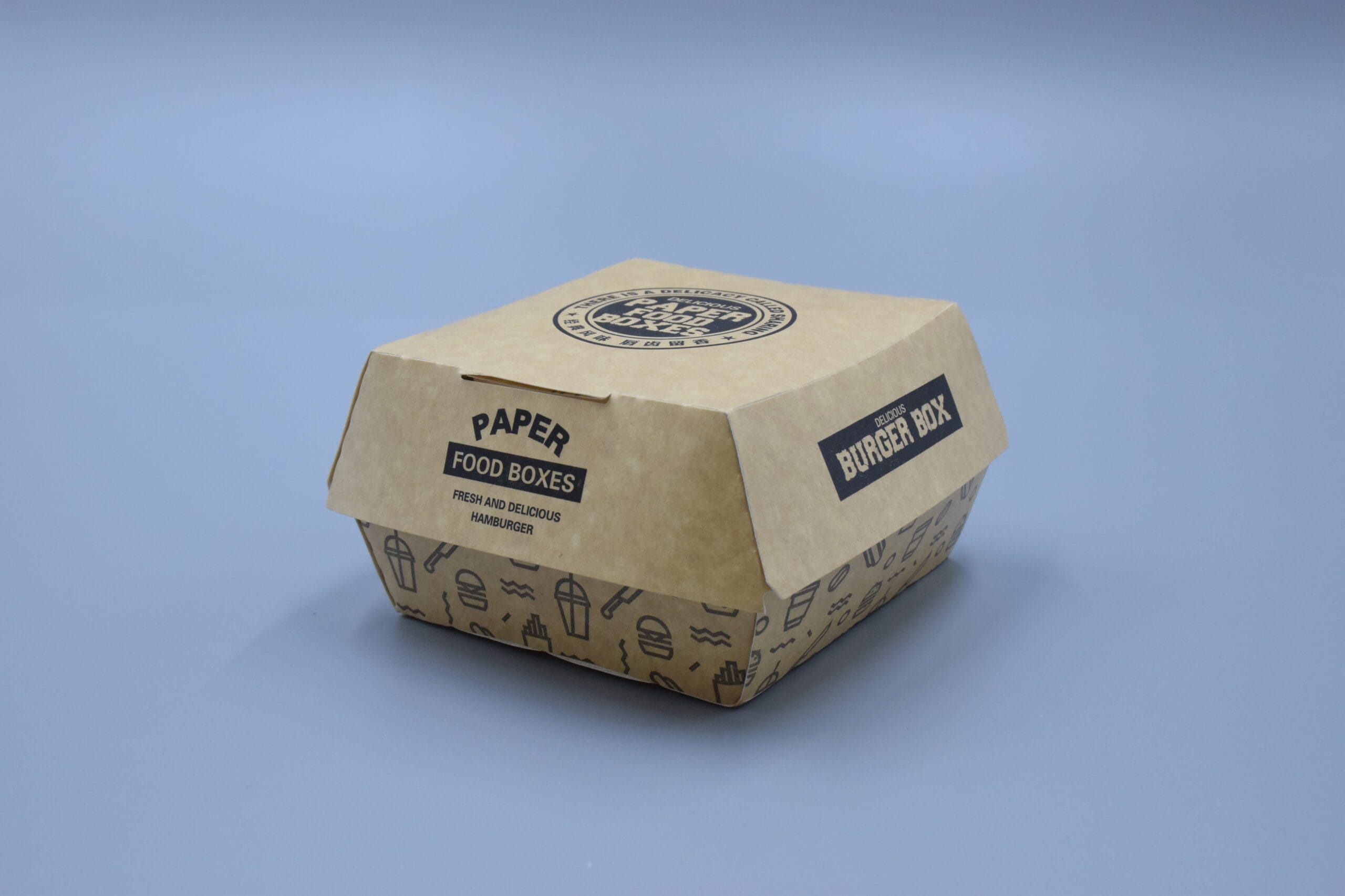 Custom-made kraft paper burger boxes
