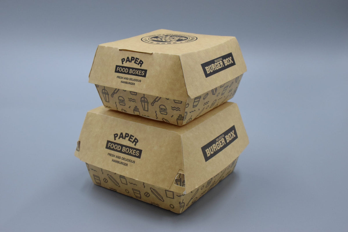 Custom-made kraft paper burger boxes