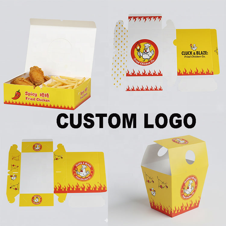 Custom-made greaseproof kraft paper fried chicken boxes