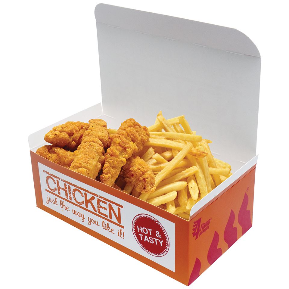 Custom-made yellow fried chicken boxes