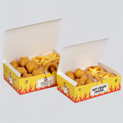 Custom-made kraft paper fried chicken boxes with cardboard inserts