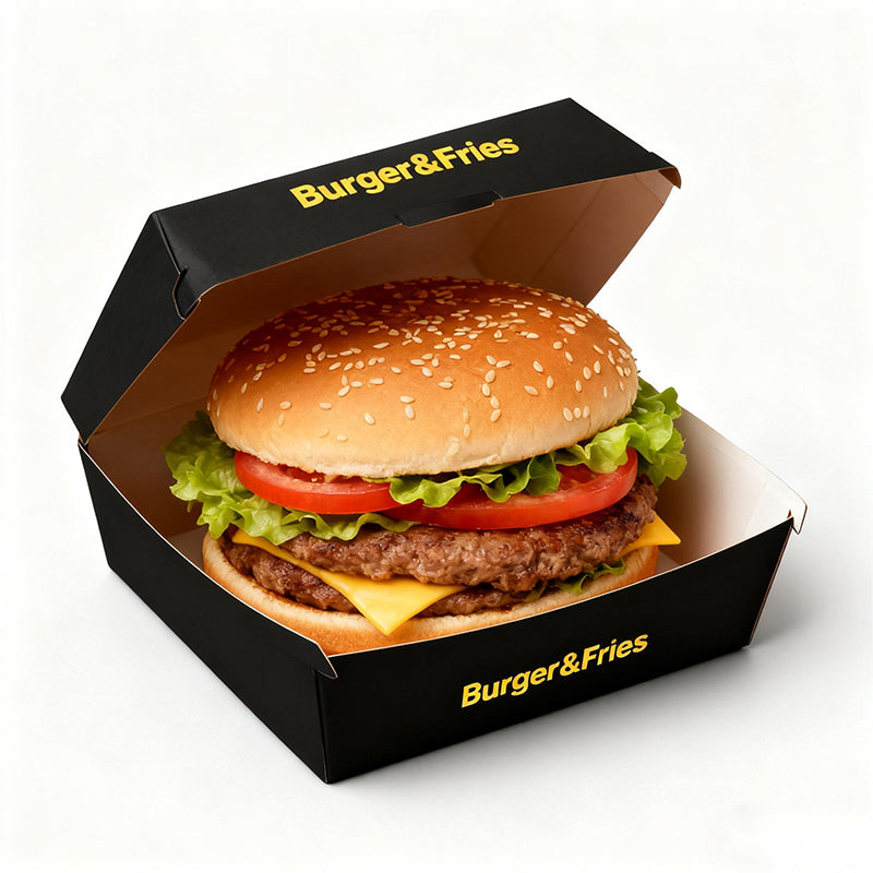 Custom black burger box