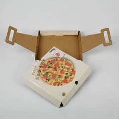 Custom-made pizza boxes with handles